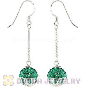 10mm Green-White Czech Crystal Ball Sterling Silver Dangle Earrings Wholesale 