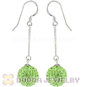 10mm Lime Czech Crystal Ball Sterling Silver Dangle Earrings Wholesale 