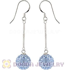 10mm Blue Czech Crystal Ball Sterling Silver Dangle Earrings Wholesale 