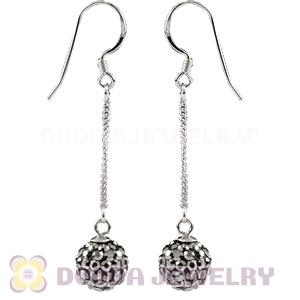 8mm Grey Czech Crystal Ball Sterling Silver Dangle Earrings Wholesale 