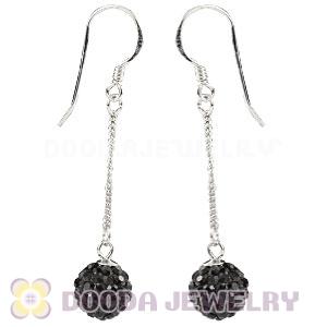 8mm Black Czech Crystal Ball Sterling Silver Dangle Earrings Wholesale 