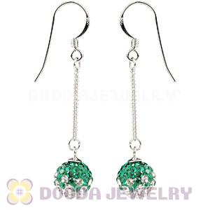 8mm Green-White Czech Crystal Ball Sterling Silver Dangle Earrings Wholesale 