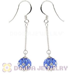 8mm Blue-White Czech Crystal Ball Sterling Silver Dangle Earrings Wholesale 