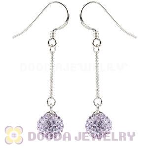 8mm Lavender Czech Crystal Ball Sterling Silver Dangle Earrings Wholesale 