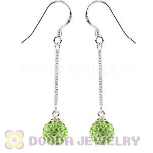 8mm Lime Czech Crystal Ball Sterling Silver Dangle Earrings Wholesale 