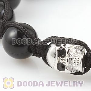 Black Onyx Sterling Silver Skull Head String Bracelet Wholesale