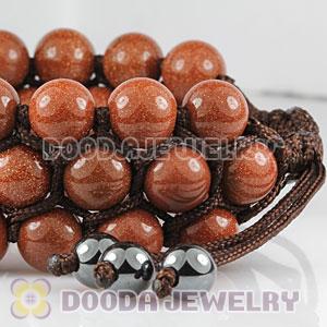 3 Row Golden Stone Bead Wrap Bracelet With Hematite Wholesale