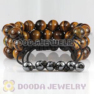 3 Row Tiger Eye Bead Wrap Bracelet With Hematite Wholesale