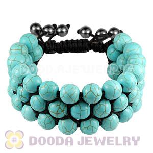 3 Row Turquoise Bead Wrap Bracelet With Hematite Wholesale