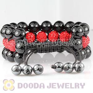 3 Row Black Onyx Red Czech Crystal Wrap Bracelet Wholesale