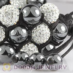 3 Row Pave White Czech Crystal Hematite Wrap Bracelet 