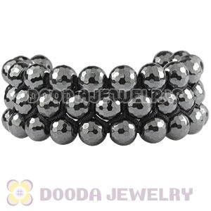 3 Row Black Faceted Hematite Bead Wrap Bracelet Wholesale