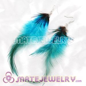 Cheap Blue Tibetan Jaderic Indianstyles Long Feather Earrings 