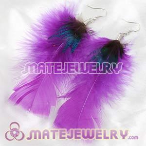 Long Purple Bohemia Feather Earrings Forever 21 