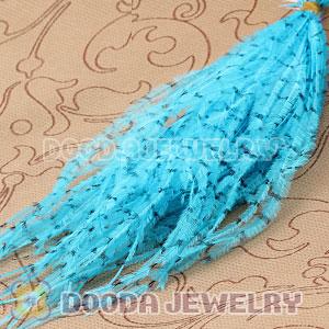 Blue Striped Ostrich Plumes Trim Feather Hair Extensions Wholesale