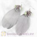 Wholesale Grizzly Tibetan Jaderic Bohemia Styles Silk Flower Feather Earrings
