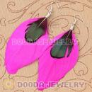 Wholesale Magenta Tibetan Jaderic Bohemia Styles Big Flake Feather Earrings