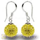 10mm Yellow Czech Crystal Ball Sterling Silver Hook Earrings Wholesale