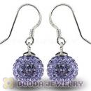 10mm Purple Czech Crystal Ball Sterling Silver Hook Earrings Wholesale