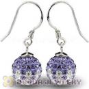 10mm White-Purple Czech Crystal Ball Sterling Silver Hook Earrings Wholesale