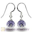 8mm Purple-White Czech Crystal Ball Sterling Silver Hook Earrings Wholesale