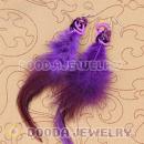 Long Purple Heart Tag Tibetan Jaderic Bohemia Styles Feather Earrings