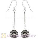 10mm Grey Czech Crystal Ball Sterling Silver Dangle Earrings Wholesale