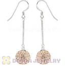 10mm Rose Czech Crystal Ball Sterling Silver Dangle Earrings Wholesale
