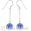 10mm Blue-White Czech Crystal Ball Sterling Silver Dangle Earrings Wholesale