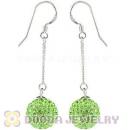 10mm Lime Czech Crystal Ball Sterling Silver Dangle Earrings Wholesale