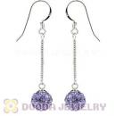 8mm Purple Czech Crystal Ball Sterling Silver Dangle Earrings Wholesale