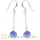 8mm Blue-White Czech Crystal Ball Sterling Silver Dangle Earrings Wholesale