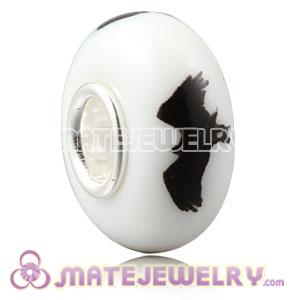 Painted Eagle European Lampwork Glass Art Beads in 925 Silver Core