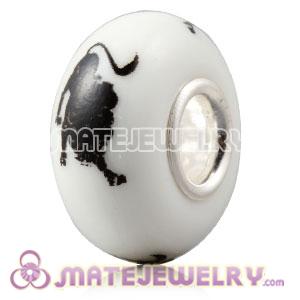 Painted Zodiac Leo European Lampwork Glass Beads in 925 Silver Core