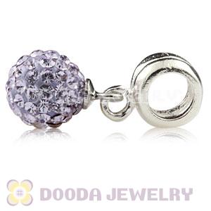 Sterling Silver European Charms Dangle Lavender Czech Crystal Beads