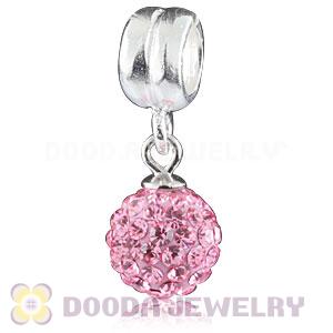 Sterling Silver European Charms Dangle Pink Czech Crystal Beads