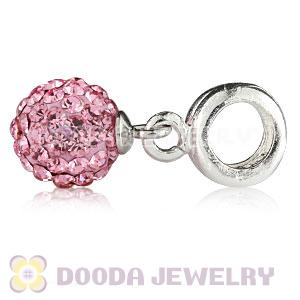 Sterling Silver European Charms Dangle Pink Czech Crystal Beads