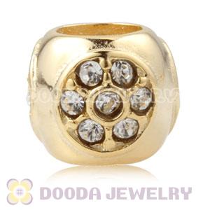 Gold Plated Sterling Silver Charm Beads With Clear Stones
