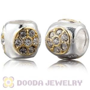 Gold Plated Sterling Silver Charm Beads With Clear Stones