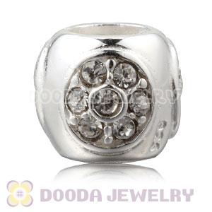 Authentic Sterling Silver Charm Beads With Clear Stones