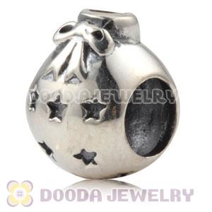 Sterling Silver Christmas Ball Beads With Orange Stone