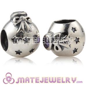 925 Sterling Silver Christmas Ball Beads With Purple Stone