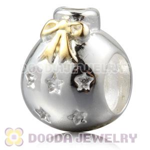 Gold Plated Sterling Silver Christmas Ball Beads With Olive Stone