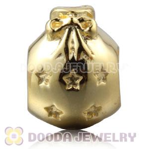 Gold Plated Sterling Silver Christmas Ball Beads With Clear Stone