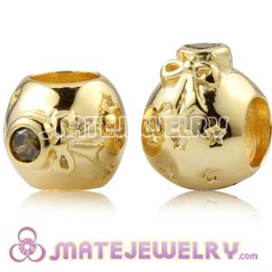 Gold Plated Silver Christmas Ball Beads With Olive Stone