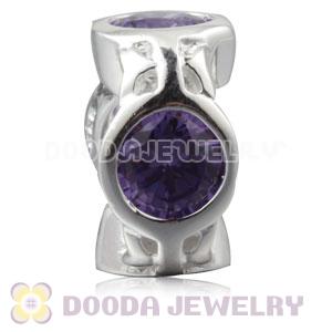 Authentic Sterling Silver Spacer Beads With Purple Stones