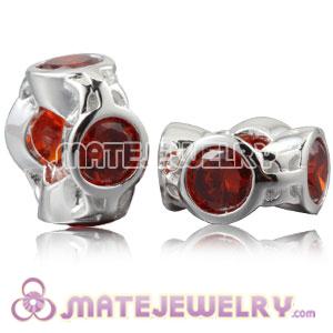 925 Sterling Silver Spacer Beads With Orange Stones