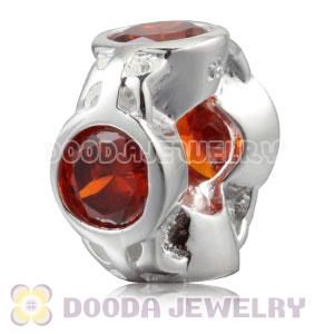 Authentic Sterling Silver Spacer Beads With Orange Stones
