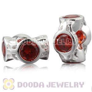 Authentic Sterling Silver Spacer Beads With Orange Stones