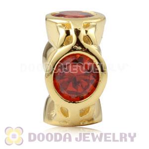 Gold Plated Sterling Silver Spacer Beads With Orange Stones